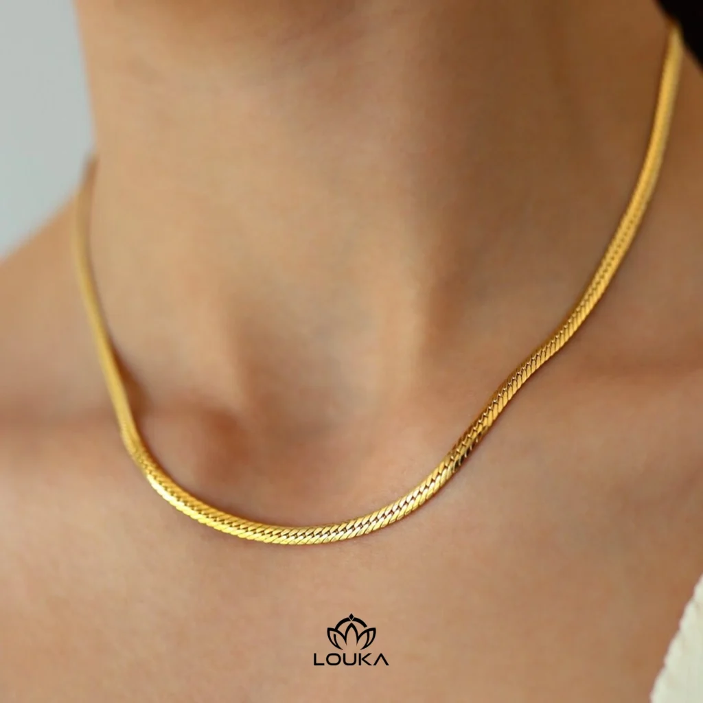 4mm gold snake necklace